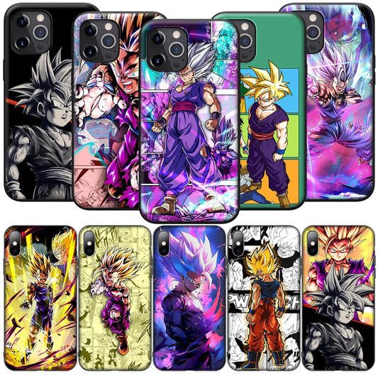 Coque Souple Gohan Anime pour iPhone 16, 15, 14, 13, 7, 8 Pro Max, Mini et Plus